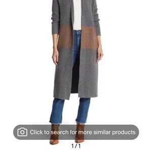 Bobeau Gray and Brown Women's Long Cardigan sweater XS